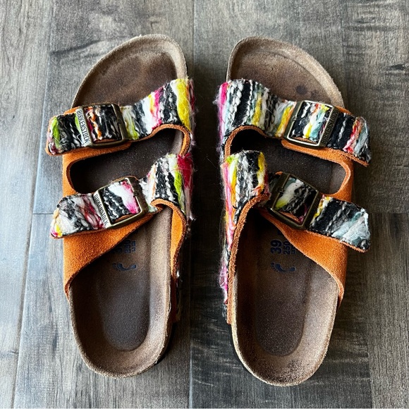 Birkenstock Womens Arizona Yarn Orange Suede Sandals Size 8 39 - Picture 5 of 8